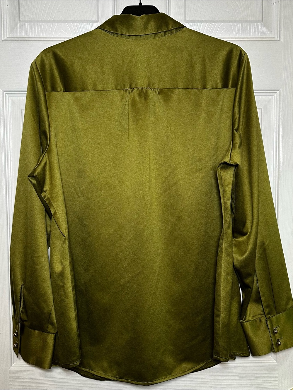 Coldwater Creek Olive Green Long Sleeve Satin Button Front Blouse Top Size 18 1X - Picture 2 of 6